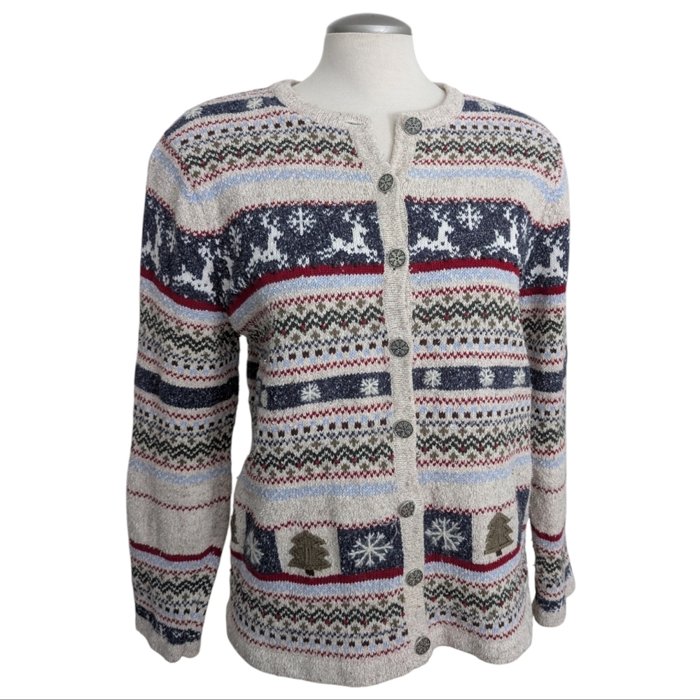 Northern Reflections Women's Cotton Cardigan Size Medium Hand Embroidered